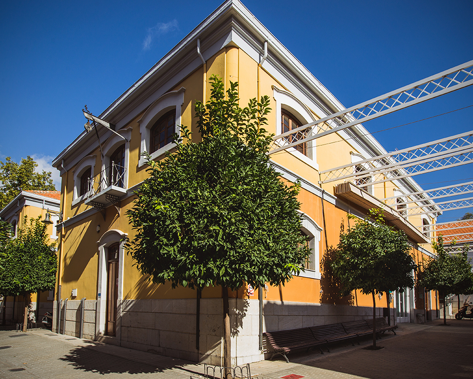 Esquina exterior con árboles del edificio sede del Vicerrectorado de Responsabilidad Social, Igualdad e Inclusión